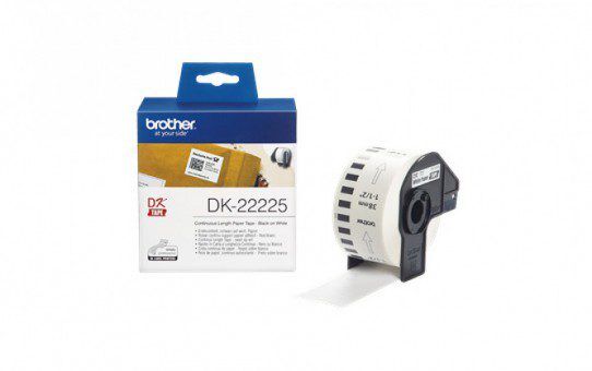 גליל נייר תוויות רציף מקורי 38 מ"מ שחור על לבן Brother DK-22225 גליל נייר תוויות רציף מקורי 38 מ"מ שחור על לבן Brother DK-22225