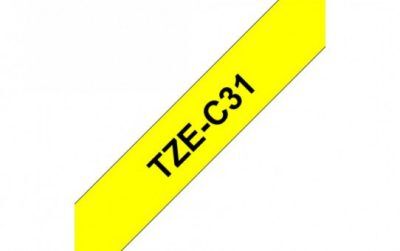 קלטת שחור על צהוב זוהר 12 מ"מ מקורי Brother TZE C31  למינציה דביק סטנדרטי זוהר קלטת שחור על צהוב זוהר 12 מ"מ מקורי Brother TZE C31  למינציה דביק סטנדרטי זוהר