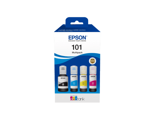 מארז סט דיו מקורי אפסון EPSON 101 ink bottle 127ml מארז סט דיו מקורי אפסון EPSON 101 ink bottle 127ml