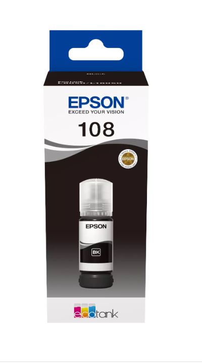 בקבוק דיו שחור 108 מקורי 70 מ"ל  Epson