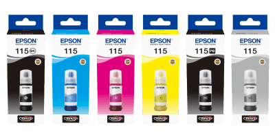 סט 6 בקבוקי דיו מקורי אפסון 115 Epson Ecotank